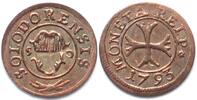 Schweiz - Solothurn Swiss SOLOTHURN Vierer 1793 billon BU!!! -