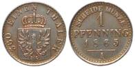 Preussen Germany PRUSSIA Pattern 1 Pfennig 1865 A WILHELM I nickel AU -