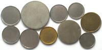 Schweiz 10 base metal planchets for international coins 1920-1990 -