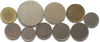 Schweiz 10 base metal planchets for international coins 1920-1990 -