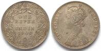 Indien Britisch BRITISH INDIA Rupee 1900 B Bombay VICTORIA silver XF! -