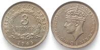 Britisch Westafrika BRITISH WEST AFRICA 3 Pence 1945 H, GEORGE VI, Cu-Ni, UNC-! -