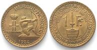 Monaco MONACO 1 Franc 1924 LOUIS II Alu-Bro qFDC!!! -