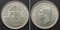 England GREAT BRITAIN 1941 Sixpence GEORGE VI silver UNC!!! -