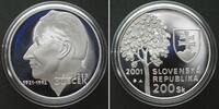 Slowakei SLOVAKIA 200 Korun 2001 ALEXANDER DUBCEK silver Proof -