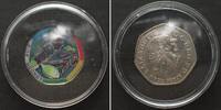 England 2012 LONDON OLYMPICS Swimming 50p Fifty Pence Cold Enameled VERY RARE! -