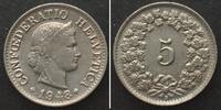 Schweiz SWITZERLAND 5 Rappen 1948 Cu-Ni STRUCK THRU MINT ERROR -