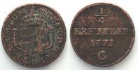Haus Habsburg Austria BURGAU 1/4 Kreuzer 1772 G MARIA THERESA copper SMALL FLAN! VF+ -