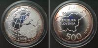 Slowenien SLOVENIA 500 Tolarjev 1996, 5th ANN. of INDEPENDENCE, silver Proof, SCARCE! -