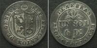 Schweiz - Genf GENEVE 1 Sol 6 Deniers 1817 billon FDC-! -