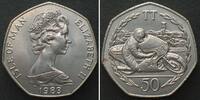 Insel Man ISLE OF MAN 50 Pence 1983 AB Ron Haslam TOURIST TROPHY TT Cu-Ni UNC -