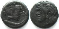 Pantikapaion CIMMERIAN BOSPOROS. Pantikapaion, AE 19mm 310-304 BC, Pan / lion & sturgeon, aXF -