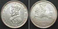 Litauen LITHUANIA. 10 Litu 1936, VYTAUTAS, silver BU!!! -
