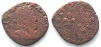 Frankreich HENRI IV. Double Tournois 1593 Saint Palais, cuivre -
