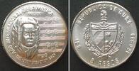 Kuba CUBA. 5 Pesos 1985, International Year of Music, Bach, silver, BU -