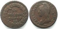 Frankreich DIRECTOIRE ET CONSULAT Un Decime An 8 (1799-1800) BB - STRASBOURG TTB! -