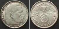 Deutschland - Drittes Reich Germany THIRD REICH. 2 Reichsmark 1938 B (Vienna) HINDENBURG silver UNC!!! -