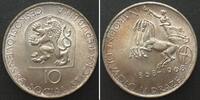 Tschechoslowakei CZECHOSLOVAKIA 10 Korun 1968 NATIONAL THEATER silver UNC - DIE ROTATION -