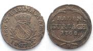 Baden BADEN-DURLACH 2-1/2 Kreuzer 1768 W KARL FRIEDRICH billon VF -