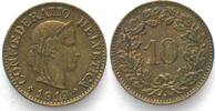 Schweiz SWITZERLAND 10 Rappen 1919 brass AU! RARE! -