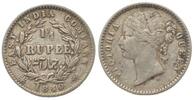 Indien Britisch INDIA 1/4 Rupee 1840 (b & c) 10 berries VICTORIA silver VF+ -