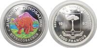 Äquatorialguinea EQUATORIAL GUINEA 7000 Francos 1993 Styracosaurus DINOSAURS silver COLOUR -