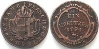Haus Habsburg German States FURTHER AUSTRIA 1 Kreuzer 1794 H FRANZ II copper VF+ -