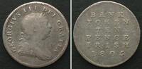 Irland IRELAND. 10 Pence 1805, BANK TOKEN, GEORGE III silver VF -