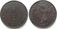 Zypern BRITISH CYPRUS. 1/2 Piastre 1890, VICTORIA, bronze SCARCE! VF-XF! -