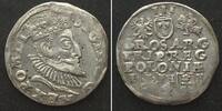 Polen POLAND 3 Groschen (Trojak) 1596 IF HR, Poznan mint, SIGISMUND III silver XF! -