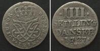 Dänemark DENMARK. 4 Skilling 1727, FREDERIK IV, silver XF! -