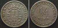 Portugiesisch Indien PORTUGUESE INDIA. 1/4 Rupia 1947 Cu-Ni XF -