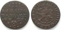 Norwegen NORWAY. 8 Skilling 1728 C, Kongsberg mint, FREDERIK IV of DENMARK billon XF -