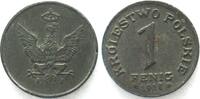 Geplantes Königreich Polen POLAND German Occupation. 1 Fenig 1918 FF, iron UNC-! -