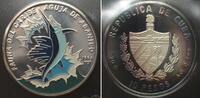 Kuba CUBA 10 Pesos 1994 Sailfish CARIBBEAN FAUNA silver COLORED Proof -