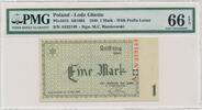 Poland 1 Mark 1940 - A - 6 digit series - PMG 66 EPQ -