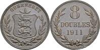 Großbritannien-Guernsey Cu-8 Doubles Georg V. 1910-1937. -