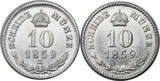 AUSTRIA 10 Kreuzer (2pcs) 1859 (M + V) Francis Joseph I. Milan & Venice (2pcs!) VF, XF