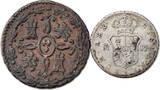SPAIN 2 Maravedis & 1/2 Real 1828/1820 Ferdinand VII. Segovia & Madrid! TTB+