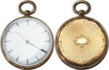 Schweiz/Frankreich Taschenuhr ca. 1850-1865 Emile Pequignet & Cie. 18K Gold Zylinderwerk. Schachtel, Schlüssel & Extra Glas. VF+