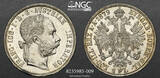 1879 Austria, Franz Josef I. Silver Florin (Gulden) Coin. NGC MS 61