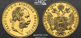AUSTRIA 1915 Francis Joseph I. Goldf 1 Ducat Coin. Restrike! NGC MS 67