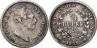 India 1/4 Rupee (4 Annas) 1835 C aVF (scratches in reverse!)