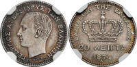 GREECE 20 Lepta 1874 A Georgios I. NGC AU 150,00 EUR125,00 EUR  + 15,00 EUR frais d'envoi