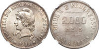 BRAZIL 2000 Reis 1906 Key-date w. lowest mintage! NGC MS 62 350,00 EUR289,00 EUR  + 20,00 EUR frais d'envoi