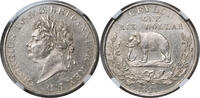CEYLON Rix Dollar George IV. Silver Rix Dollar Elephant Coin. -