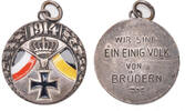 GERMANY Anhänger (AE, versilbert) Kaiserkrone über Fahnen & Eisernes Kreuz. -
