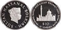 BRUNEI 10 Dollars Hassanal Bolkiah. 10th Anniversary of the Brunei Currency Board. Top Pop! -
