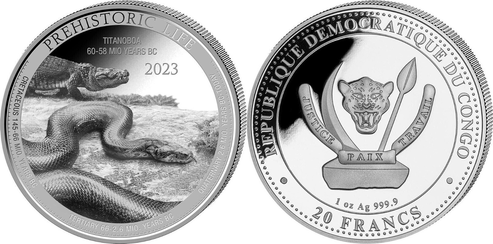 PREHISTORIC LIFE 2023 TITANOBOA 1オンス銀貨 1 oz Silver 2023
