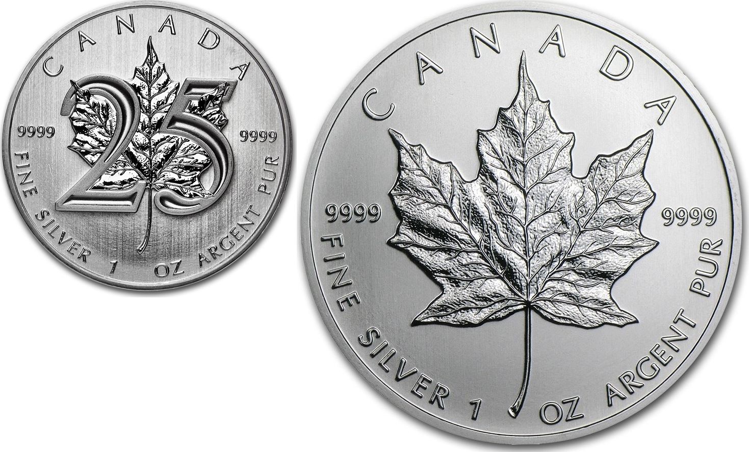 Kanada 5 Dollar 13 Royal Canadian Mint Maple Leaf 25th Anniversary 1 Oz 999 Silbercoin Brilliant Uncirculated Ma Shops